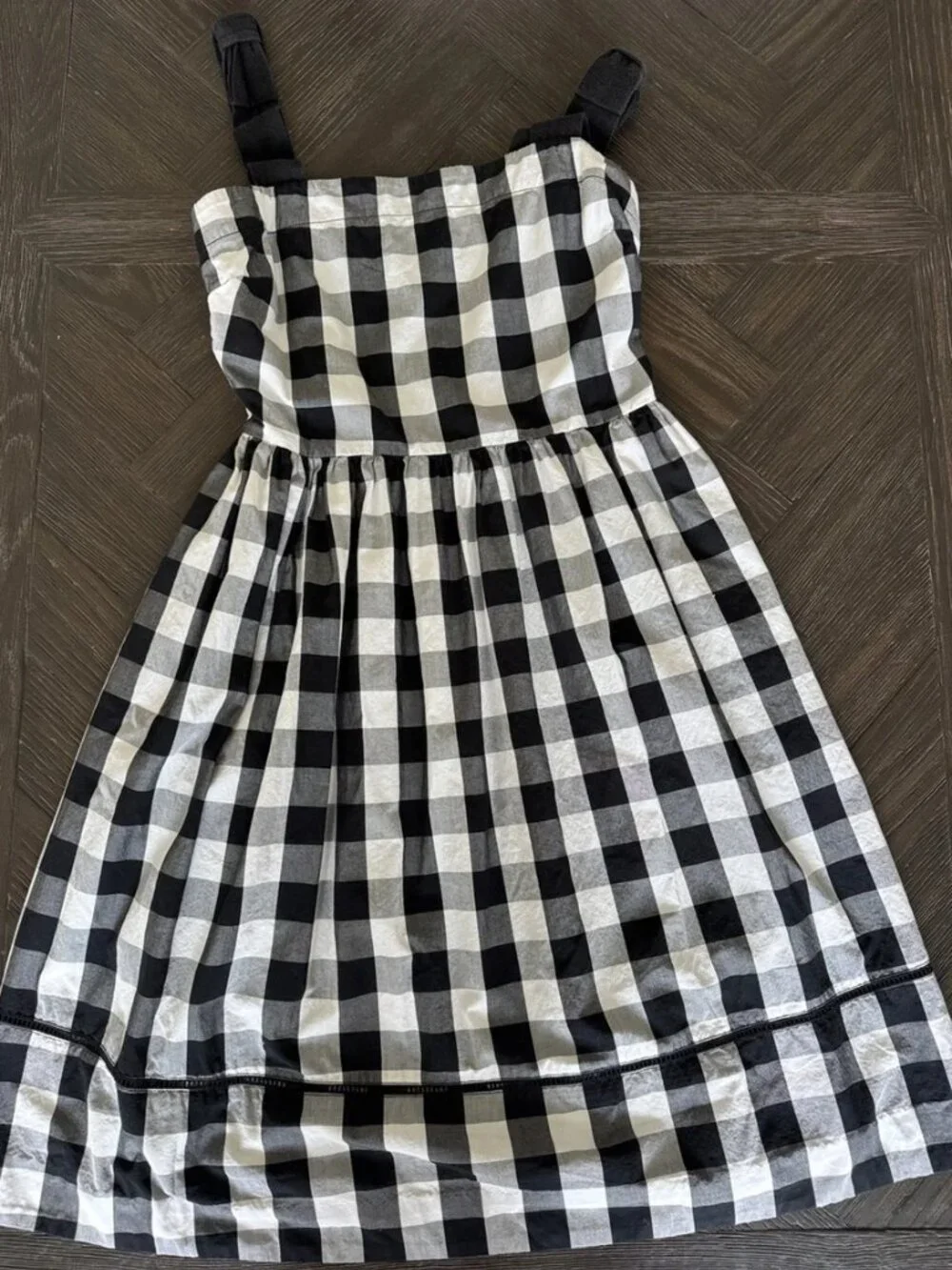 Kate Spade Gingham Dress Size 2 Black White Fit Flare Garden Party Dress
